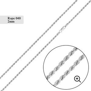 Sterling Silver 925 Rope Chain 040 2mm